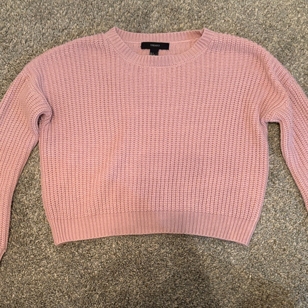 Forever 21 Blush Pink Knit Crew Neck Sweater